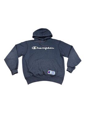Vintage Champion Authentic Grey Pullover Hoodie Mens Medium Embroidery (PP579)